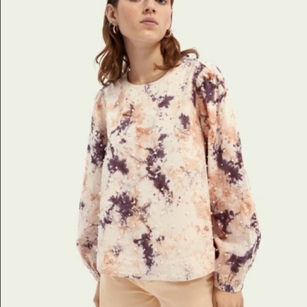 Scotch & Soda Balloon Sleeve Tie Dye Shirt